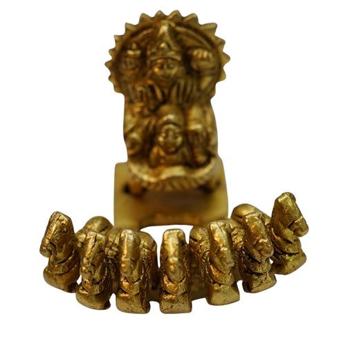Brass Surya Rath with Seven Horses 426g Set of 1