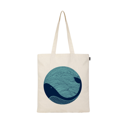 Ecoright SIMPLE TOTE BAG - WHALE DOODLE- NATURAL