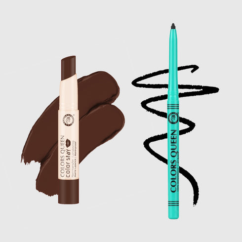 Colors Queen Color Stay Non-Transfer Lipstick and Bold Eyes Auto Kajal Combo