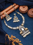 Dual Toned Oxidised Silver Lookalike Pearl Beaded Hasli Deer Motif Designer Jewellery Set