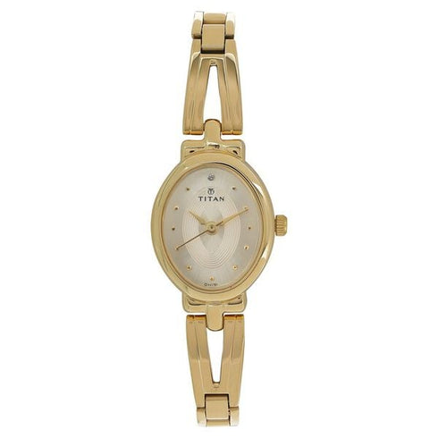 Titan Quartz Analog Champagne Dial Golden Stainless Steel