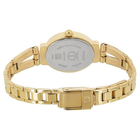 Titan Quartz Analog Champagne Dial Golden Stainless Steel