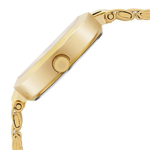 Titan Quartz Analog Champagne Dial Golden Stainless Steel Strap Watch