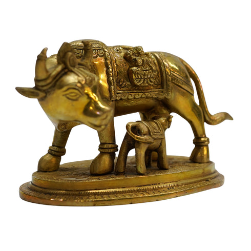 Brass Cow with Calf Idol 1646g
