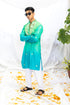 Kzari Green Shaded Silk Kurta with Elegant Mirror Yoke