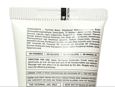 Style Make SkinSpree Ceramide & Hyaluronic Acid Sunscreen Cream 50g SPF 50 PA for UVA B & Blue Light Protection Fragrance Free & Color Free For Glowing & Hydrating Skin Broad Spectrum