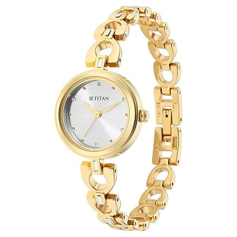 Titan Lagan Silver Dial Analog Metal Strap Watch for Women