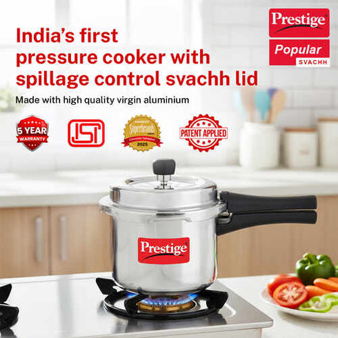 Prestige 3 Litre Aluminium Popular Svachh Outer Lid Pressure Cooker 3 L