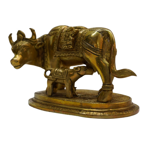 Brass Cow with Calf Idol 1646g