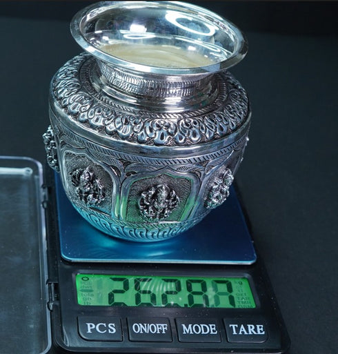 Pure Silver Antique Ashta Laxmi Lota 262.87g By Mahita Collections