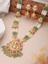 Gold Plated Green Pearl Beaded Ganesha Motif Long haram Temple Jeellery Set