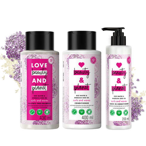 Love Beauty And Planet Rice Water and Angelica Seed Oil Shampoo ) + Conditioner+ Leave-In Conditioner