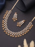 Gold Dual Toned C Zircon Studded Statement Geometric Partywear Necklace Jewellery Set