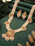 Gold Plated Pearl Beaded Haram Temple Lakshmiji Pendant Jewellery Set