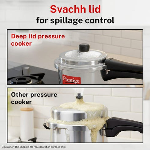Prestige Popular Plus Svachh Virgin Aluminium Gas And Induction Compatible Pressure Cooker 2 L