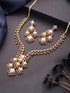 Gold Toned Cubic Zirconia Studded Designer Chandelier Statement Necklace Jewellery Set