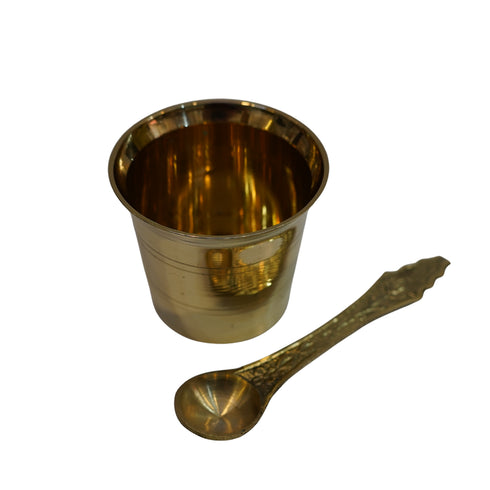 Brass Panchapatra with spoon for pooja 191g