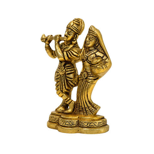 Brass Radha Krishna Idol with Flute 409g