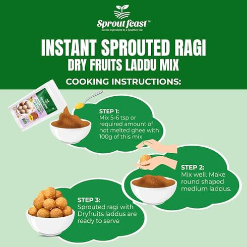 Sprout Feast Instant Sprouted Ragi –Dry fruits Laddu Mix