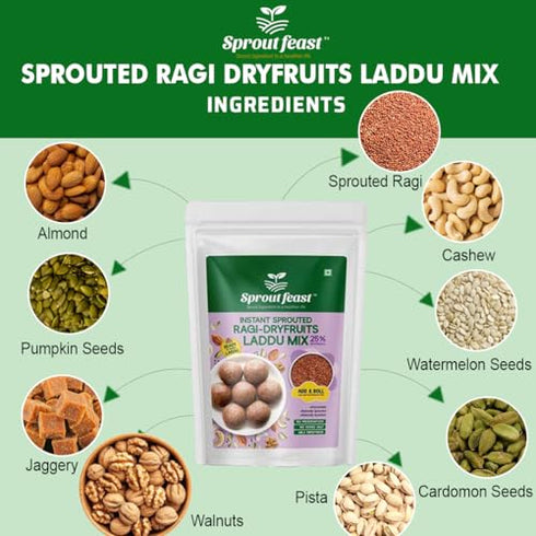Sprout Feast Instant Sprouted Ragi –Dry fruits Laddu Mix