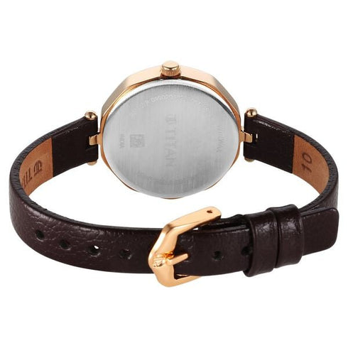Titan Secluded Quartz Analog Gradient Mother of Pearl Dial Leather Strap Watch For Women