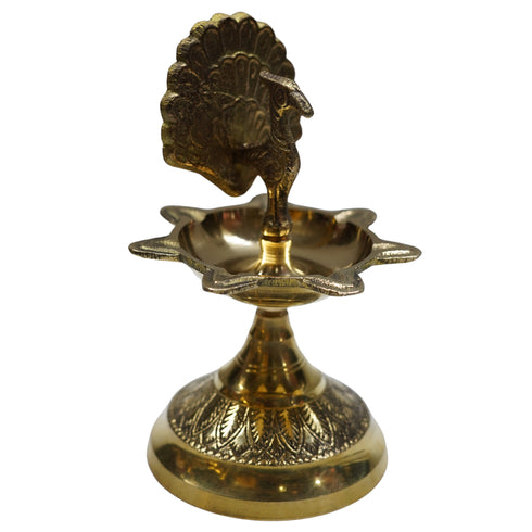 Peacock Design Brass Diya 420g Set 1