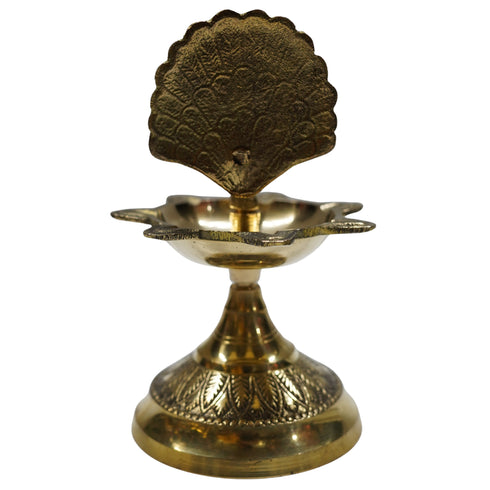 Peacock Design Brass Diya 420g Set 1