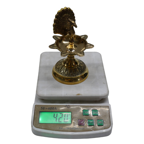Peacock Design Brass Diya 420g Set 1
