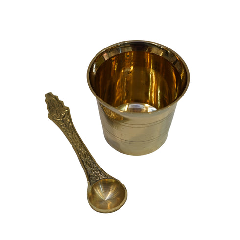 Brass Panchapatra with spoon for pooja 191g