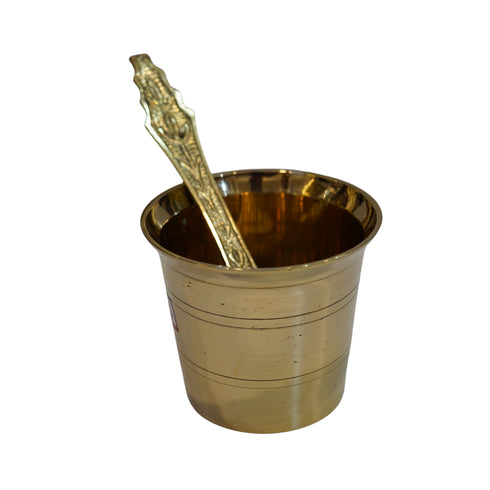 Brass Panchapatra with spoon for pooja 191g