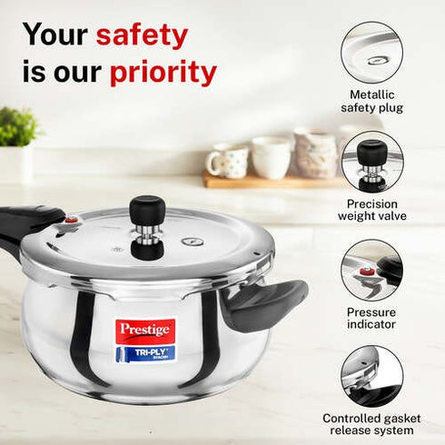 Prestige 5 Litre Triply Svachh Outer Lid Pressure Cooker 5 L
