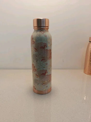 1000 Ml Sage Green Floral Copper Water Bottle