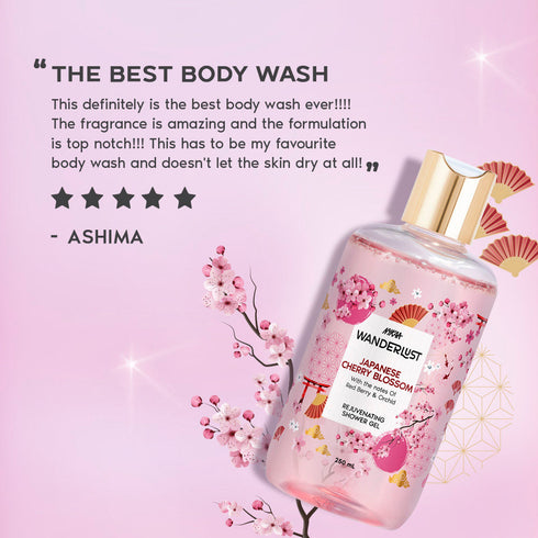 Wanderlust Japanese Cherry Blossom Hydrating Perfume Body Wash with Red Berry & Orchid