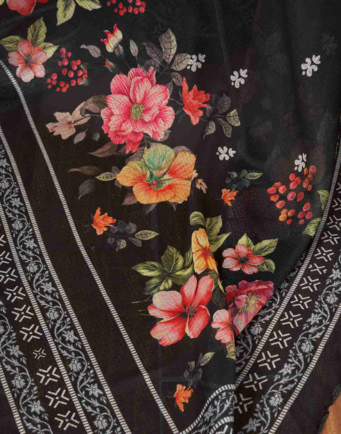 Sudathi Ready To Wear Black Printed Woven Saree