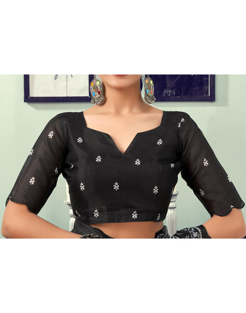 Sudathi Ready To Wear Black Printed Woven Saree