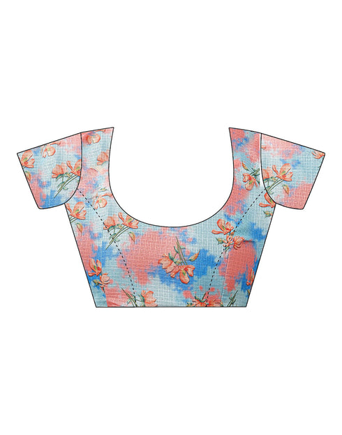 Sudathi Ready To Wear Light Blue Printed Woven Saree