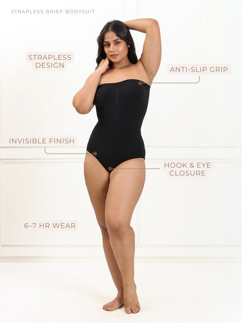 UNDERNEAT Strapless Brief Bodysuit - Beige