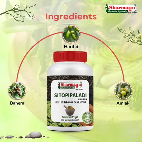 Sharmayu Ayurveda Sitopipaladi Churna Sitopaladi Churna Herbal Relief for Cough Cold and Asthma 100g