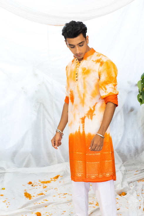 Kzari Stylish Orange Batik Kurta