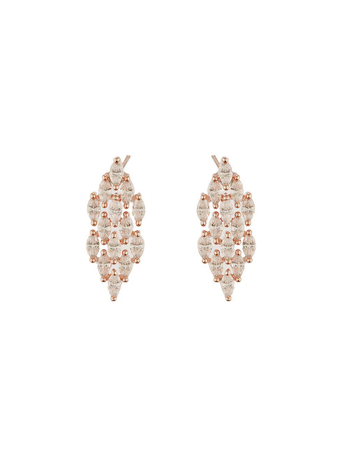 Rose Gold Toned Cubic Zircon Studded Statement Necklace jewellery Set