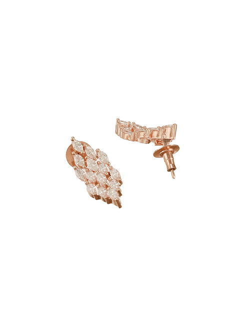 Rose Gold Toned Cubic Zircon Studded Statement Necklace jewellery Set