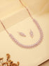 Rose Gold Toned Cubic Zircon Studded Statement Necklace jewellery Set