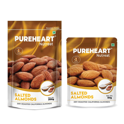 Pureheart Dry Roasted Nutreat Salted Almonds Natural Premium California Almond Nuts/Dry Fruit