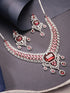 Silver Plated Ruby Red AD Studded Statement Royal Necklace Jewellery Set