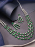 Silver Plated Emerald Green AD Studded Layered Statement Necklace Jewellery Set