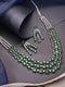 Silver Plated Emerald Green AD Studded Layered Statement Necklace Jewellery Set