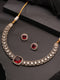 Oxidised Silver Toned Ruby Red AD Zircon Studded Minimal Kundan Choker jewellery Set