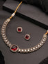 Oxidised Silver Toned Ruby Red AD Zircon Studded Minimal Kundan Choker jewellery Set