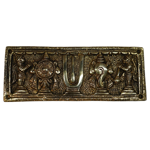 Brass Shankh Chakra Namah Decor 542g Set 1