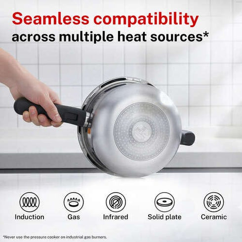 Prestige Svachh Aluminium Anti Bulge Gas And Induction Compatible Pan Pressure Cooker 3.5 L Silver